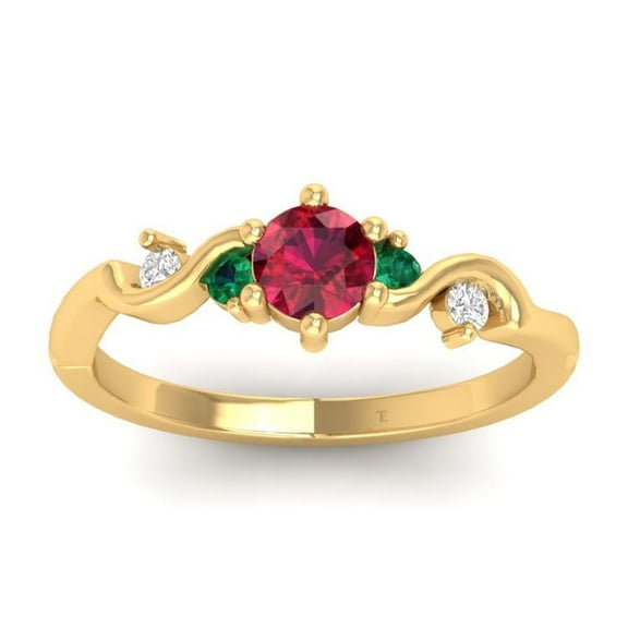 0.50CT Round Garnet Engagement Ring for Women, 14K Gold Over Sterling Silver, Stackable January Birthstone Jewelry