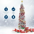 thumbnail image 2 of ChaoLink 9FT Snow Flocked Slim Pencil Tree, Warm White Pre-Strung Bulbs, Lush Branches, White, 2 of 7