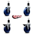thumbnail image 2 of 5 Inch Solid Poly Wheel Swivel 1-1/2 Inch Expanding Stem Caster Set 2 Brakes SCC, 2 of 2
