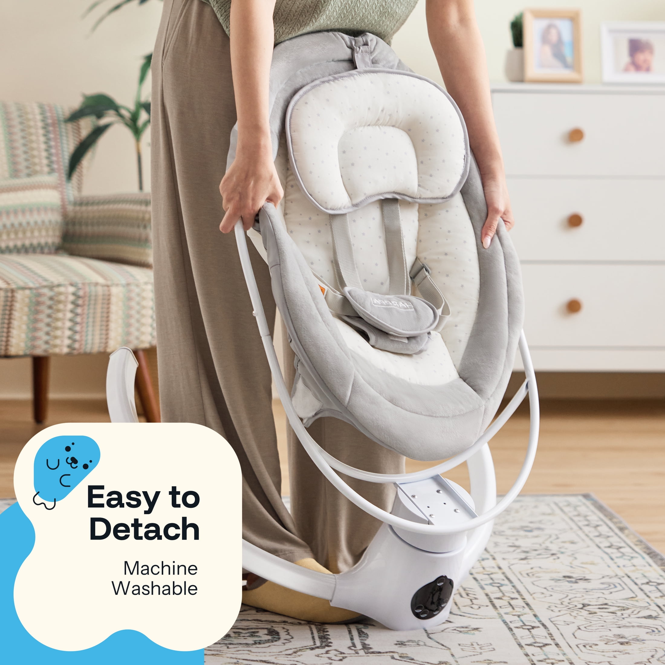 HARPPA Baby Swing for Infants with Remote Control, 5 Sway Speed, 10 Lullabies, Gray