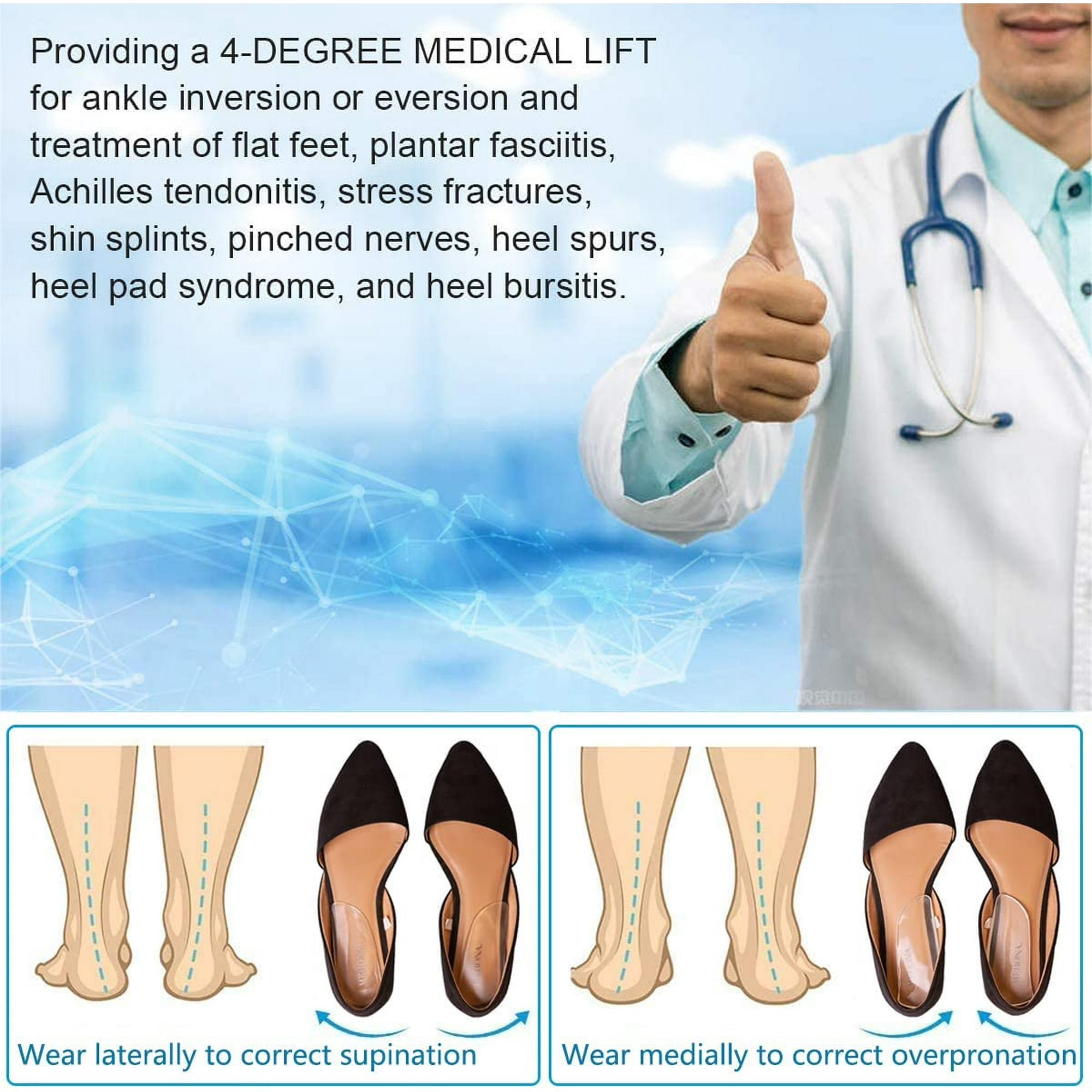 2 Pairs Medial Lateral Heel Wedge Inserts for Men and Women Orthopedic Supination Pronation Insoles for Knock Knee Pain Osteoarthritis O X Type Leg Corrective Walmart