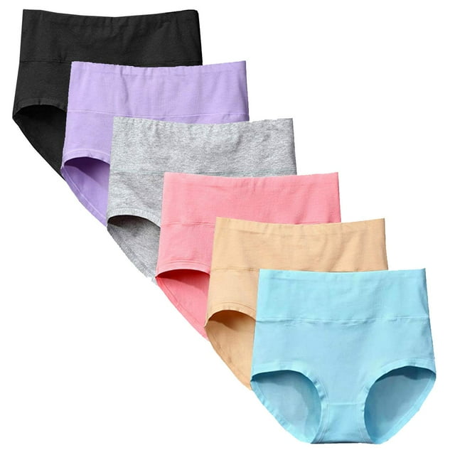 Hbhpov Culottes Taille Haute pour Femmes en Coton Extensible, Lot de 6, Taille P-3TG