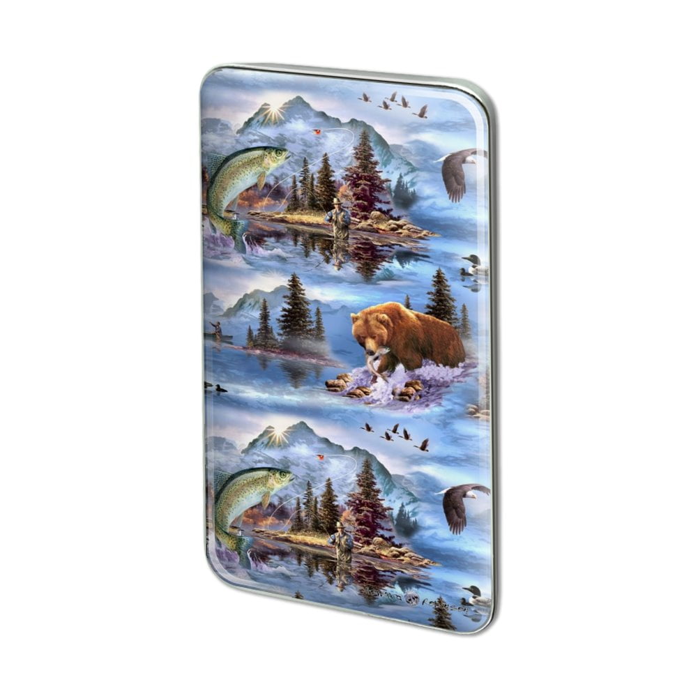 Mountain Fly Fishing Bear Stream Lake Fish Metal 0.75 Lapel Hat Pin Tie  Tack Pinback 