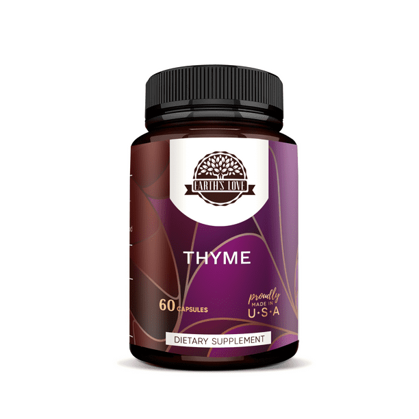 Earth's Love Thyme 60 Capsules, 500 mg, Organic Thyme (Thymus Vulgaris