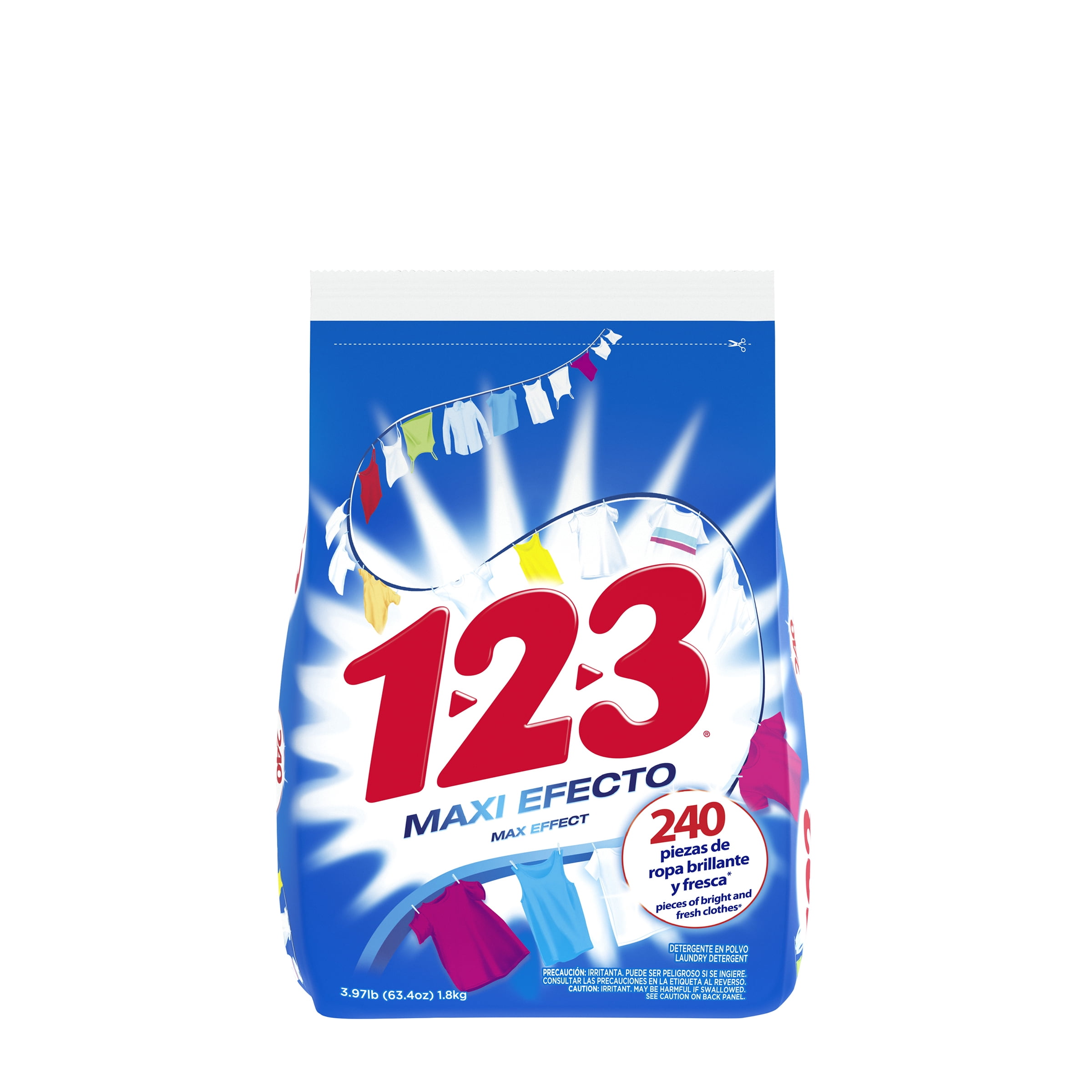 123 Powder Laundry Detergent, Max Effect, 63.4 Ounce