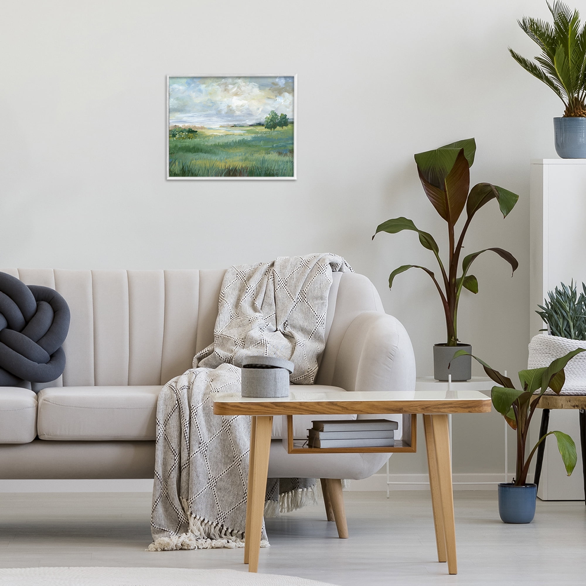 Stupell Industries Idyllic Field at Dawn White Framed Giclee Art, design by Nan