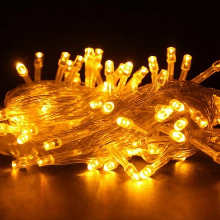 100 LED YELLOW Fairy String Lights Lamp for Xmas Tree Holiday Wedding Party Decoration Halloween Showcase Displays Restaurant or Bar and Home Garden - Control up to 8