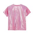 thumbnail image 7 of Alvivi Men's Glitter Metallic Rave Shirt Short Sleeve Crewneck Pullover Party T Shirt Top Hot Pink S, 7 of 7