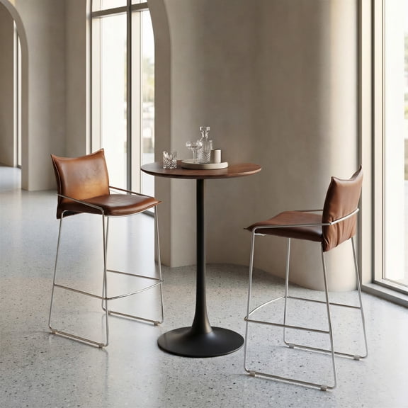Pola Barstool Brown Barstool, Modern Style, Plush and durable faux leather fabric, Plywood, Indoor Bar