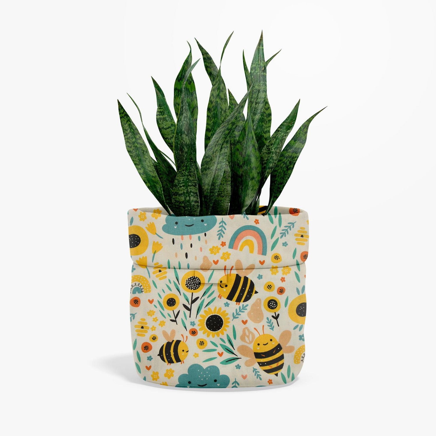 Fabric Creations White Little Bee Over Rainbow Cotton Fabric by the Metre 107 cm (42")