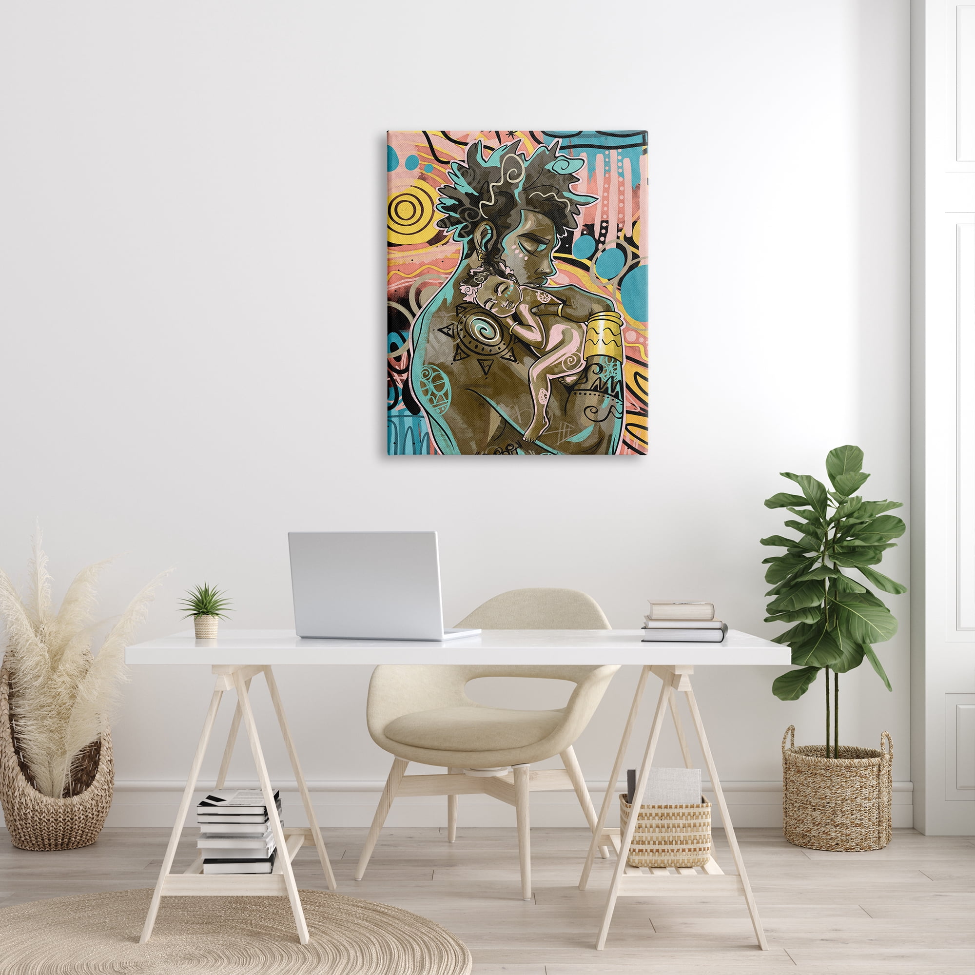 Stupell Indtries Father Holding Newborn Baby Bold Abstract Pattern,30 x 40,Design by Jtin Copeland