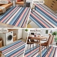 thumbnail image 6 of Rectangle Area Rug 4x6ft,Watercolor Pink Blue White Stripes Washable Carpet Non-Slip Runner Accent Rugs Indoor Floor Mat for Bedroom Living Room Decor,Retro Lines, 6 of 9