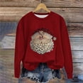 thumbnail image 2 of asdoklhq Christmas Clearance under $5, Christmas Gifts for Women Women's Christmas Printed Round Neck Long Sleeved Top Loose Fitting Sweater, 2 of 3