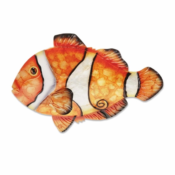 Eangee Home Design Fish Wall Decor Clown Fish, Capiz and Metal, Indoor / Outdoor Safe, 9x1x6 Inches