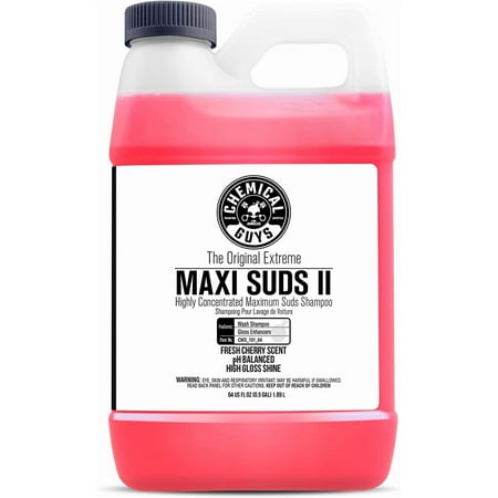 Maxi Suds II Foaming Car Wash Soap – High Foam Car Wash Soap, Cherry Scent Shampoo and Gloss Booster for Foam Cannons, Guns or Buckets – Gentle, Safe for Trucks, SUVs, and RVs, 64 oz