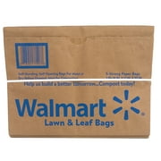 Walmart Lawn and Leaf Bag, 5 Count, Self Standing, Natural Kraft, 30 Gallon