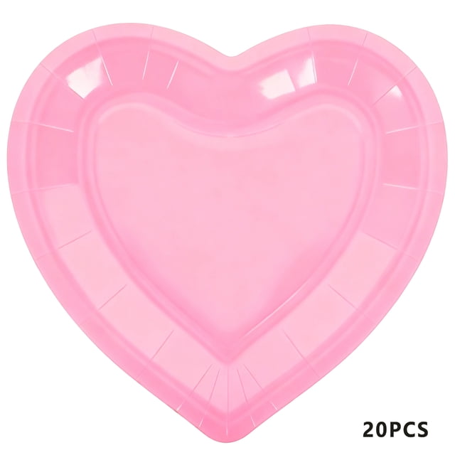 Gupgi 20pcs Disposable Tableware Set, Heart Shape Plates or Napkins Valentine's Day Party Supplies Photography Props