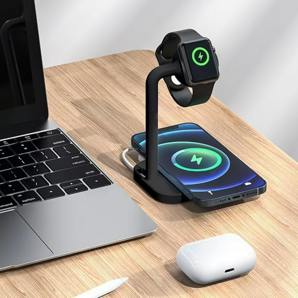 TIMIFIS Charging Station Wireless Charging Station 2 In 1 Charging Station For Multiple Devices 15W Wireless Charger Stand Compatible With Apple Watch/IOS/Android/Airpods -