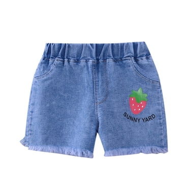 Utlike Girls Pants Toddler Baby Summer Denim Shorts Elastic Waistband Jeans Size 4 Years-5 Years