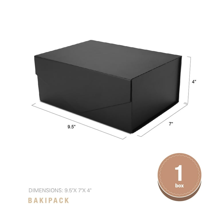 BAKIPACK Gift Box with Lid, Black Gift Box for Father's Day, 9x6.5x3.8 inches