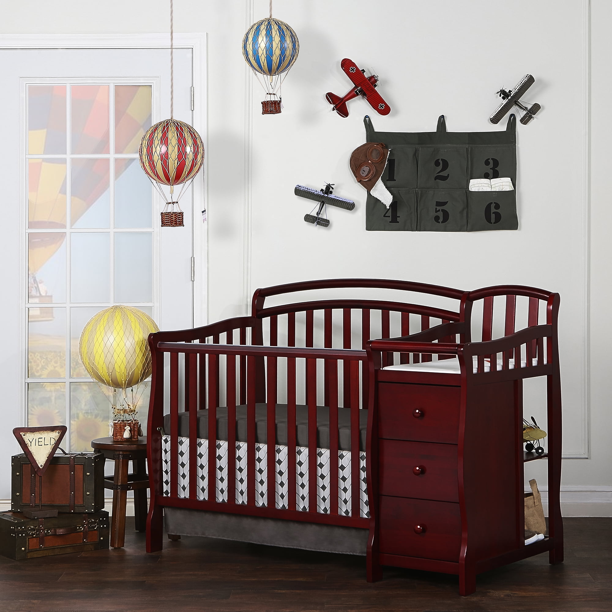Dream On Me Casco 4 in 1 Mini Crib And Dressing Table Cherry