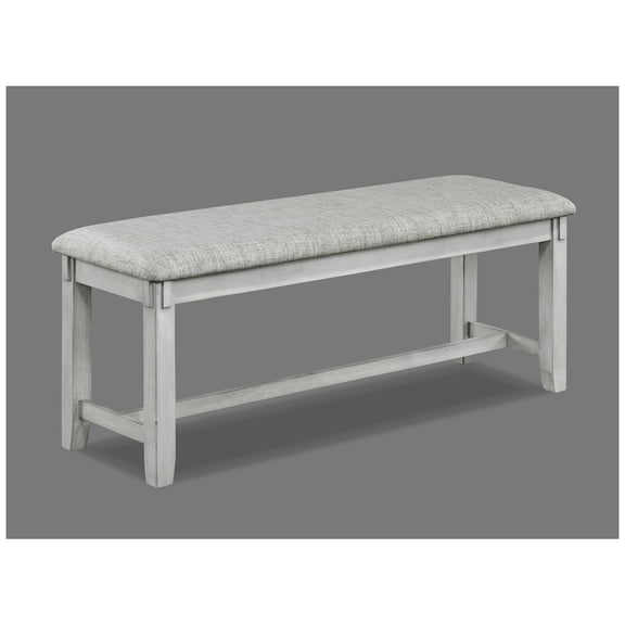 Driftwood Finish Dining Chair with Gray Upholstered Seat, Linen Cushion, Transitional Style