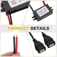 thumbnail image 3 of Convertidor de Potencia de 12/24V a 5V 3A 15W Transformador Reductor de Voltaje Módulo Adaptador de Fuente de Alimentación para Coche Camión Sistema Solar (Cable Divisor USB Femenino 1 a 2), 3 of 7