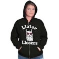 thumbnail image 4 of Llater Losers Nerdy Geeky Cute Llama Unisex Fleece Graphic Zip Up Hoodie Brisco Brands 3X, 4 of 5