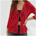 thumbnail image 2 of Hcyirli Women's Elegant Casual V-Neck Lacy Cardigan Beach Cover Up Shirt for Sunny Days and Breezy Evenings Red XXL, 2 of 5