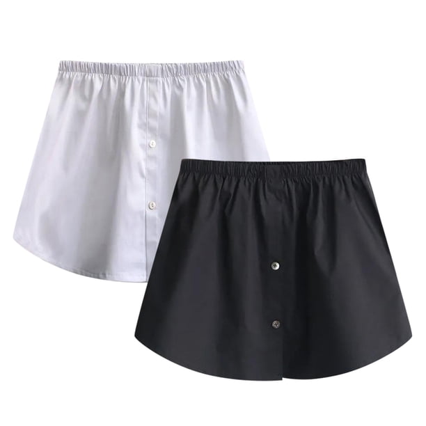 Gibobby mini faldas de mujer sexy Mini enagua para mujer, falda inferior de 2 piezas, camisa de barrido, falda de extensión con botones, camisa para mujer(Negro, XXXXXL)