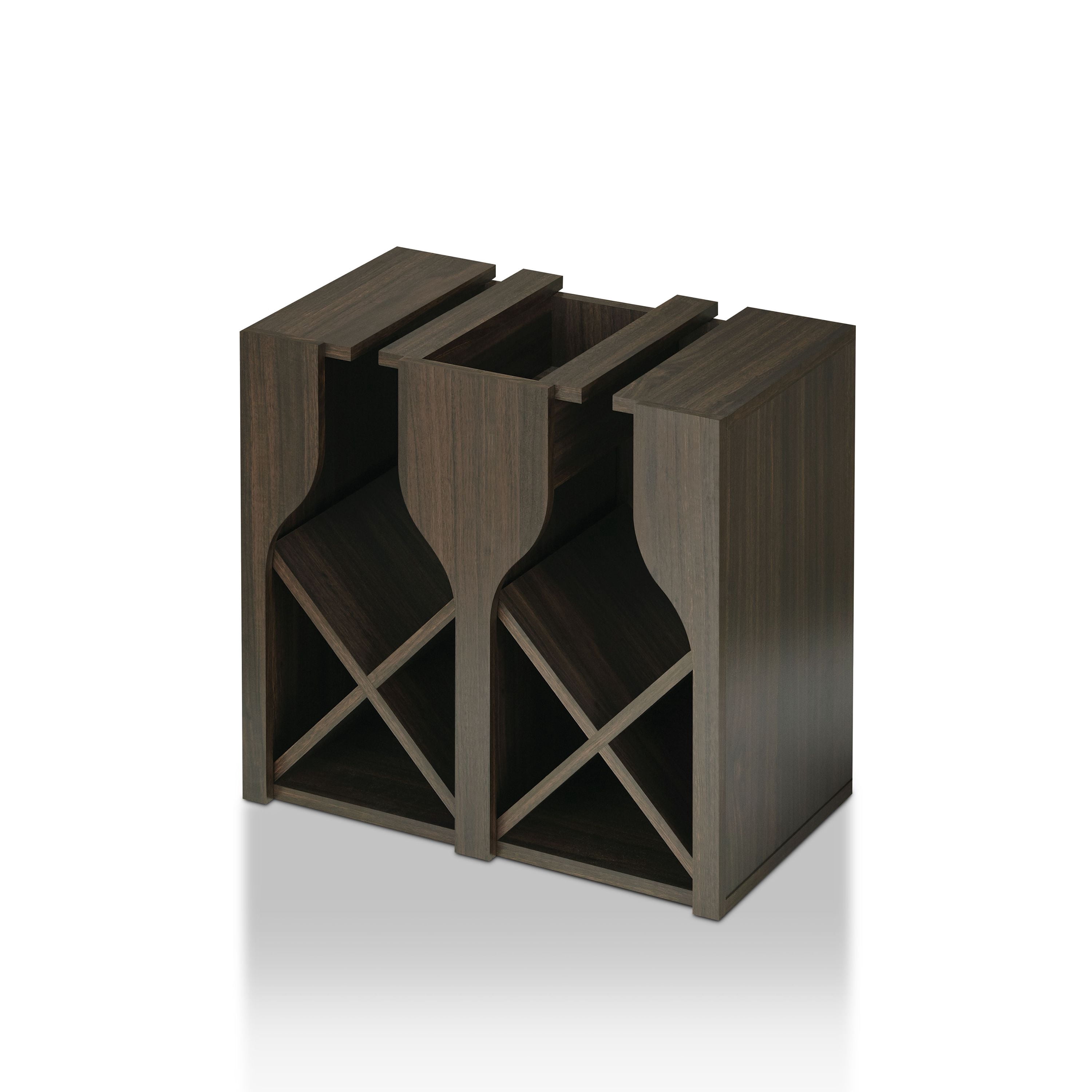 Furniture of America Tulum Wood Multi-Storage Wine Rack, Wenge