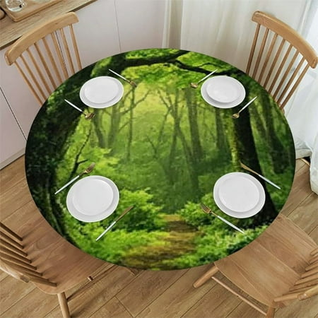 

Patifu Trees Round Tablecloth Stain-Resistant Washable Indoor Outdoor Table Cover Waterproof Fabric Ideal for Restaurants Weddings Parties 100% Polyester 46 -50