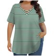thumbnail image 1 of Tops de Manga Corta de Tamaño Más de las Mujeres, Blusas de Cuello en V Impresas de Verano de Moda para Uso Casual, Diario Y de Fiesta, 1 of 8