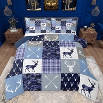 jejeloiu Jungle Animal Bear Full Size Comforter Sets,Elk Silhouette Bedding Comforter Set,Bohe Tribal Bedding Sets For Adults,Microfiber Bedroom Decor Reversible,3 Pieces