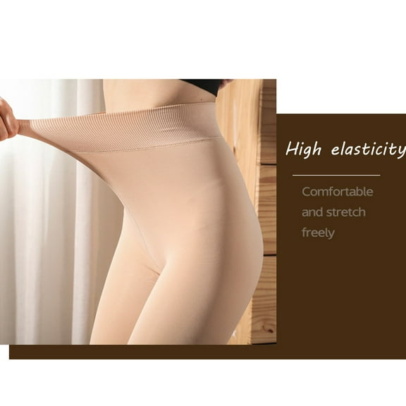 Cyglowse Fleece Lined Tights Women Pantyhose Opaque Black Sheer Thermal Winter Warm High Waisted Leggings Under Dress Shapewear Complexion One Size