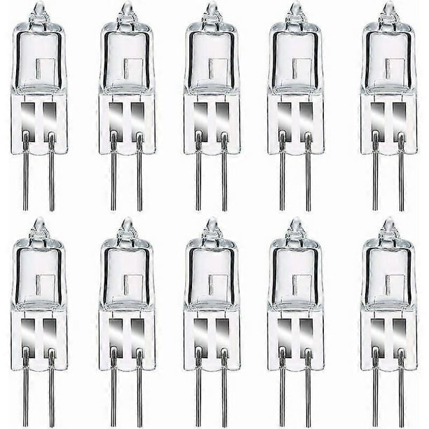 Bombillas halógenas G4, lámpara halógena G4 con base de pines, 12 V, 20 W, luz blanca cálida regulable de 2800 K, paquete de 20 bombillas halógenas G4 transparentes