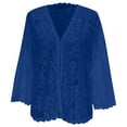 thumbnail image 5 of Womens Cardigan Sweaters Casual Solid Color Lace Cover Up Open Front Tops Long Sleeve V Neck Slimming Women's Sweaters Blue M, 5 of 6