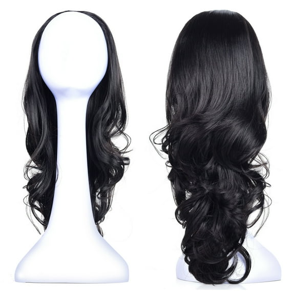 OneDor 23" Curly 3/4 Half Wig Premium Japanese High-Temperature Fiber Hair Wig with Comb on a Mesh Head Cap (R1)