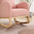 thumbnail image 6 of Nursery Rocking Chair, Sherpa Upholstered Glider Rocker Chair with High Back and Side Pocket, Modern Tall Back Accent Armchair with Rubber Wood Legs for Living Room/Bedroom, Pink, 6 of 7