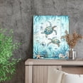 thumbnail image 2 of Nautical Beach Sea Turtle Bathroom Decor Wall Art Ocean Sea Turtle Paintings Artwork for Walls Teal Beach Theme Decor Pictures Prints Framed Decorations for Bedroom Bathroom Kitchen Home Decor 12"x16", 2 of 6