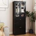 thumbnail image 4 of Costway 63" Tall Bathroom Cabinet with Tempered Glass Doors Adjustable Shelves Large Drawer Black, 4 of 10