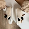 thumbnail image 5 of PULLIMORE Cartoon Cow Slippers, Winter Indoor Outdoor Slippers, Fuzzy Plush Cotton Slipper for Women Men, 5 of 10