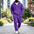 thumbnail image 6 of Men's Full Zip Jacket Set 2 Piece Fleece Lined Hoodie and Pants Casual Lounge Wear Fall Winter Warm Outfit, 6 of 7