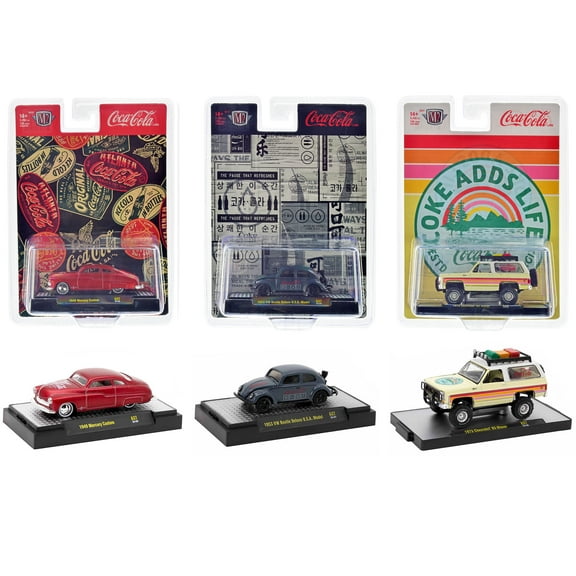 "Coca-Cola" Set of 3 pieces Release 37 Limited Edition to 10000 pieces Worldwide 1/64 Diecast Model Cars by M2 Machines