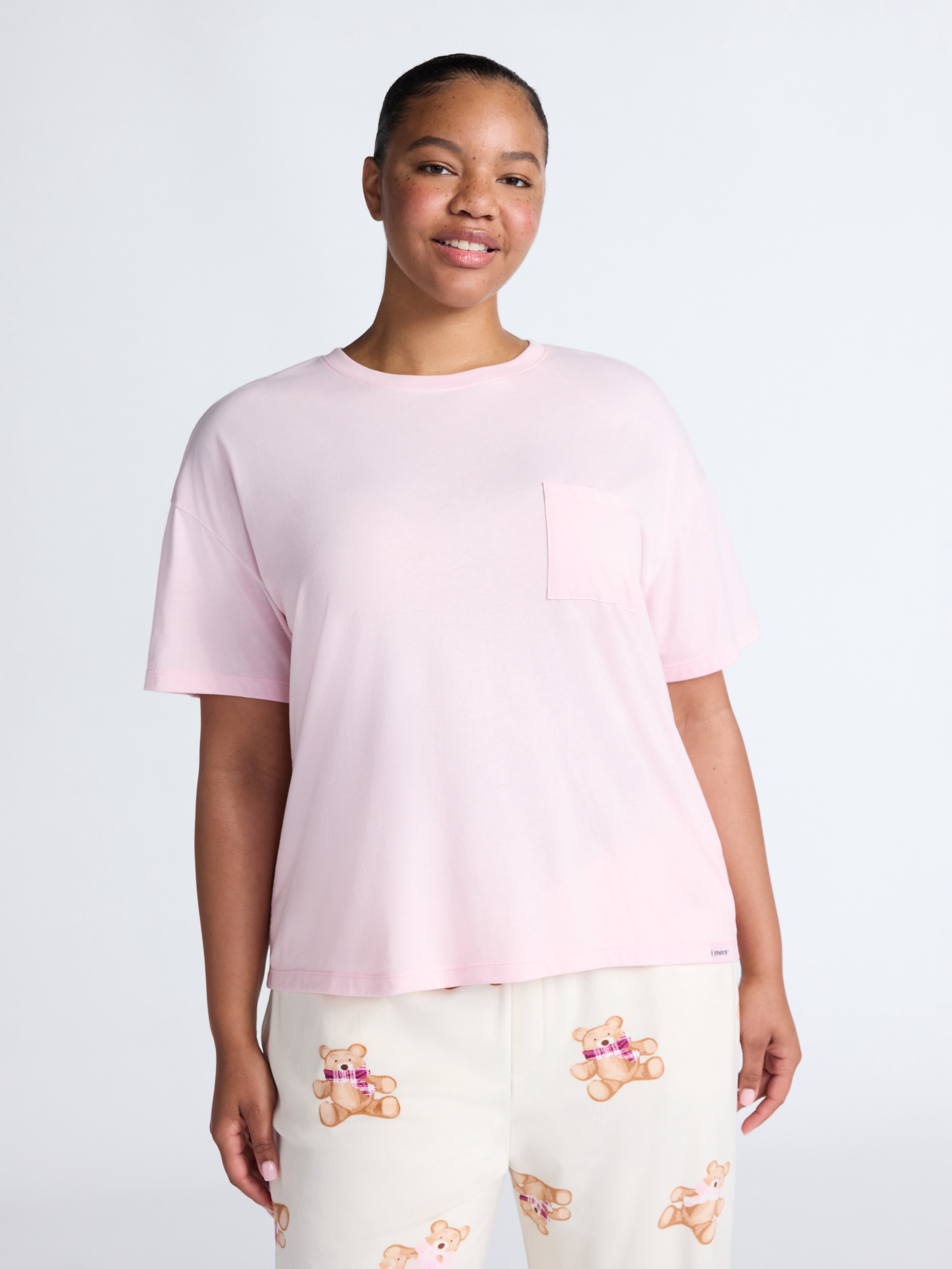 Joyspun Women's Sleep Tee with Short Sleeves, Sizes XS-3X