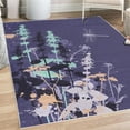 thumbnail image 1 of Dragonfly Decorative Rug, Nature Plants Grass with Wildflowers with Paintbrush Effects Print Art, Quality Carpet for Bedroom Dorm and Living Room, 6 Sizes, Dark Indigo, by Ambesonne, 1 of 4