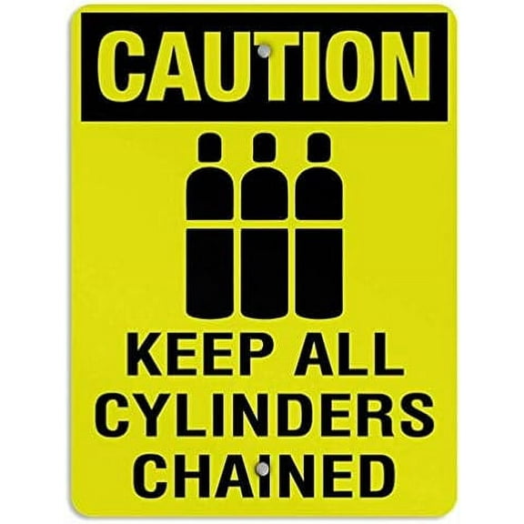 Warning Sign Keep All Cylinders Chained Hazard Flammable Sign Business Sign 12X8 Inches Aluminum Metal Tin Sign