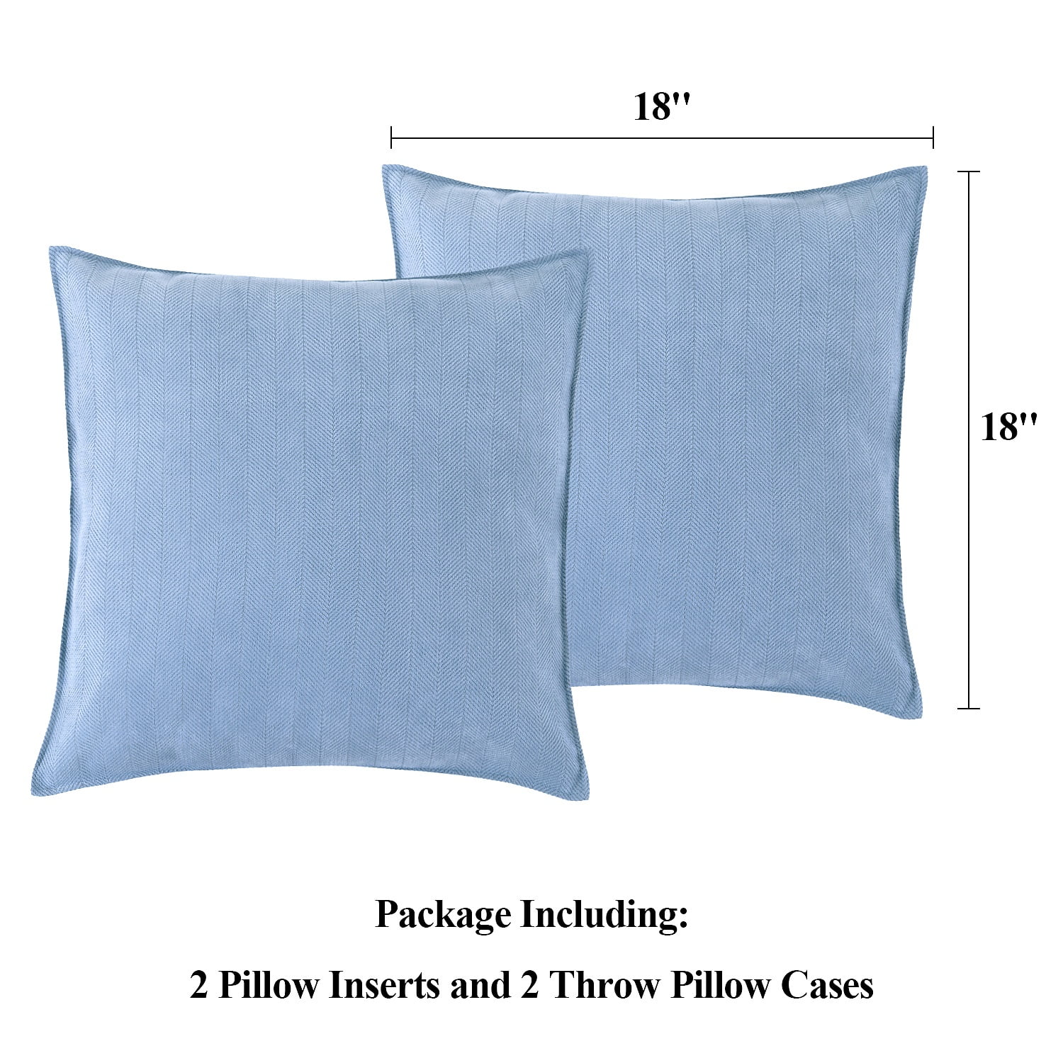 Throw Pillows for Couch Set of 2, Yamaziot 18" x 18" Decorative Pillow Accent Cushion for Sofa Bed Living Room, Solid Gray Blue Chenille