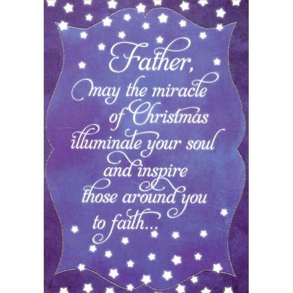 Designer Greetings White Stars on Dark Blue : Illuminate Your Soul Religious Christmas Card for Father