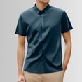 thumbnail image 2 of Men's Business Casual Tee Shirt Solid Color Short Sleeve Button Down Wear Smooth Comfortable Top, 2 of 5